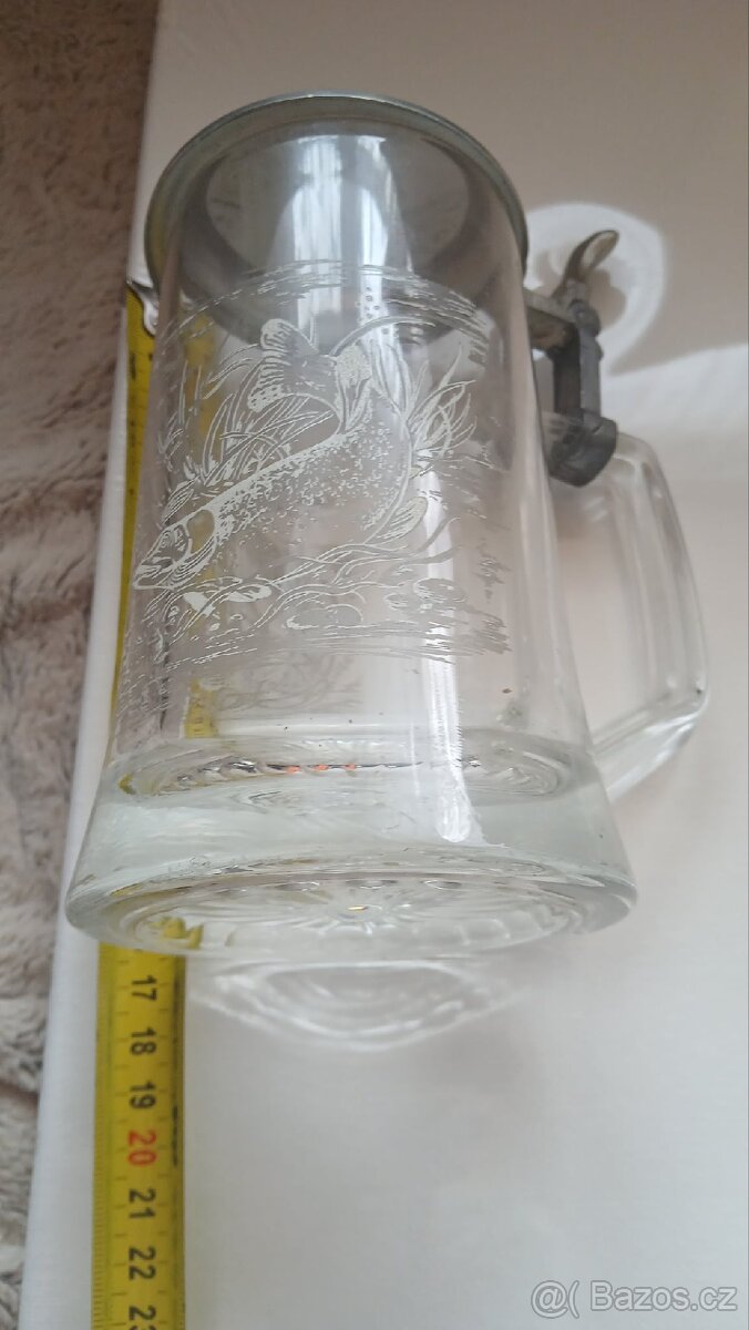 Korbel s rybami skleněný s víčkem retro otvírák ryby - 3