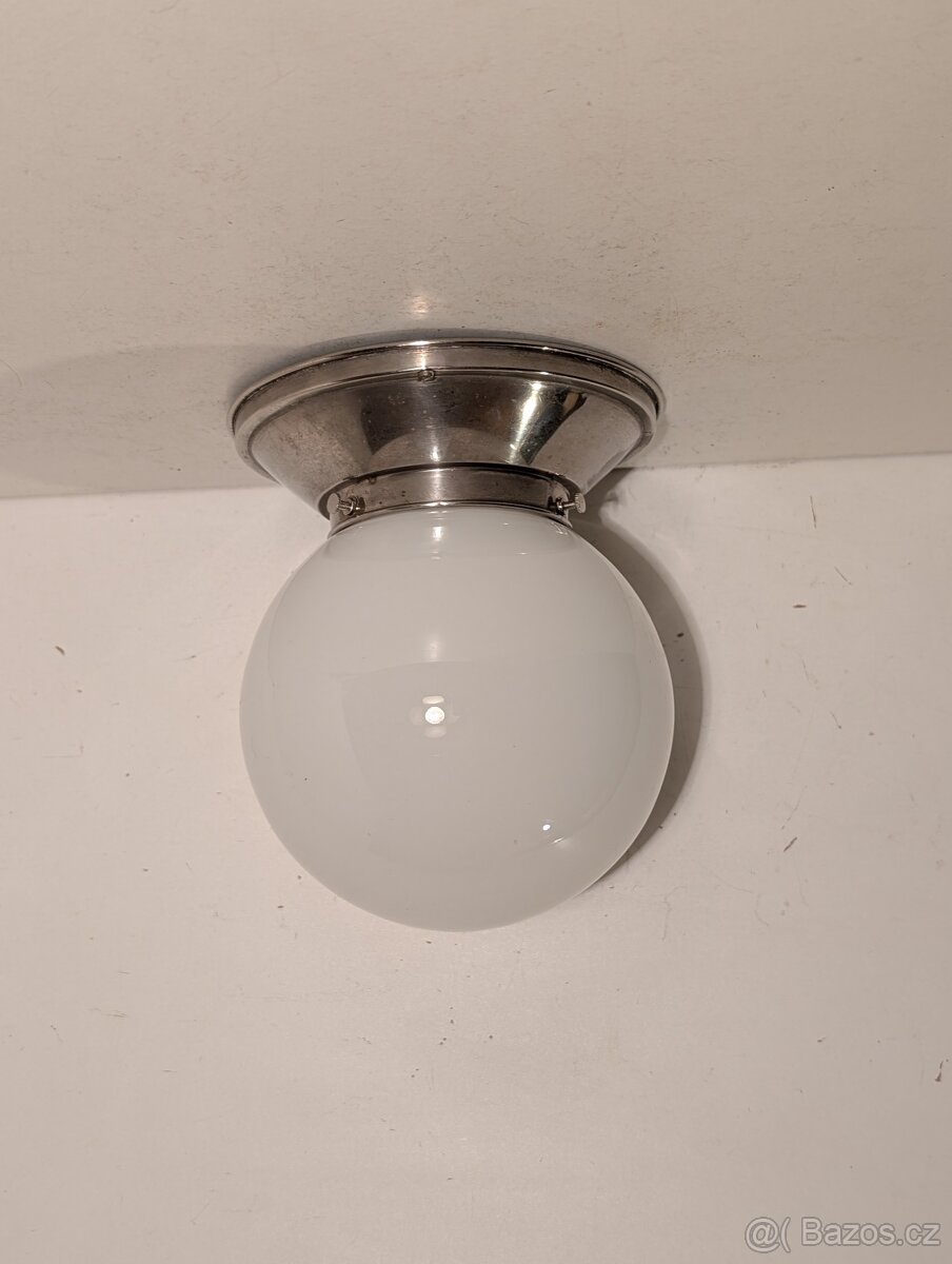 Art-Deco lustr z niklované mosazi, stropnice lampa - 3