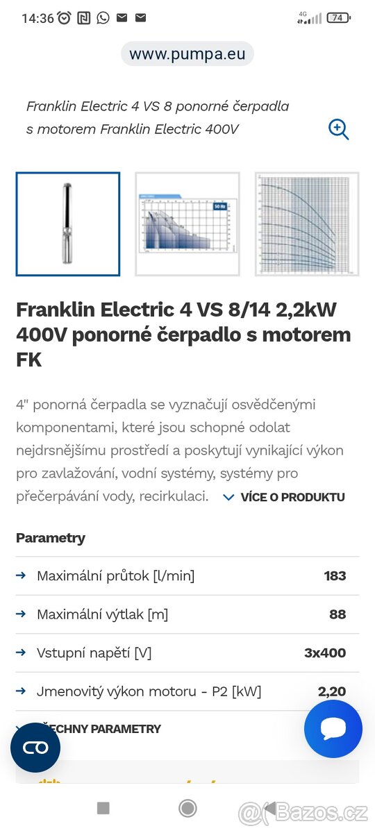 Ponorné čerpadlo Frankline 4 VS 8/14 - 3