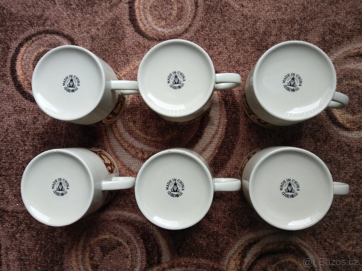 Kávová sada, souprava na kávu, 6 kusů, s podšálky - 3