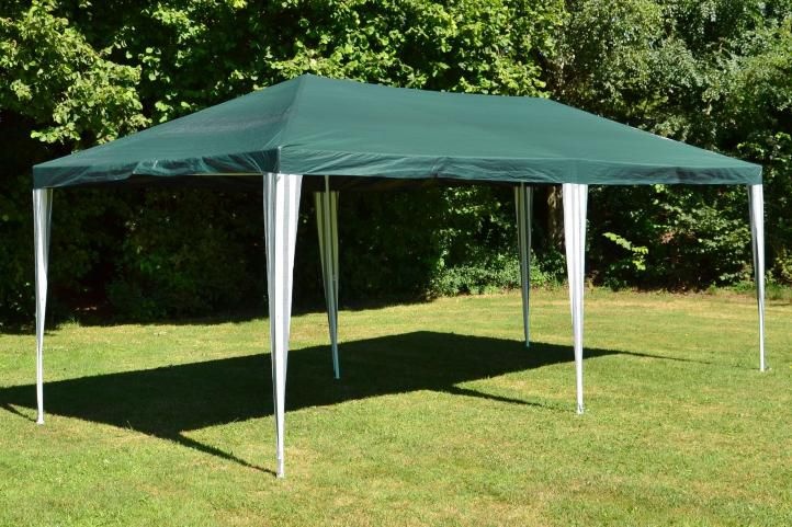 Zahradní stan 3×6 m s okny a uzavíratelnými stěnami, zelený - 3