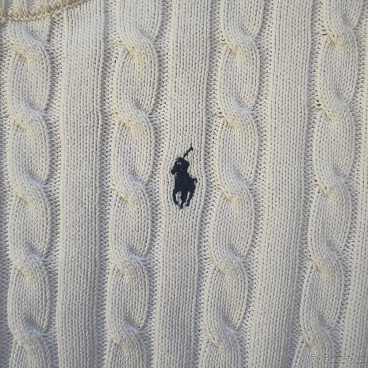 Ralph Lauren Polo dámský bílý copánkový svetr | vel. L - 3