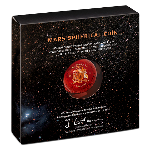 Stříbrná mince Mars 3D - jen 1999 kusů - 3
