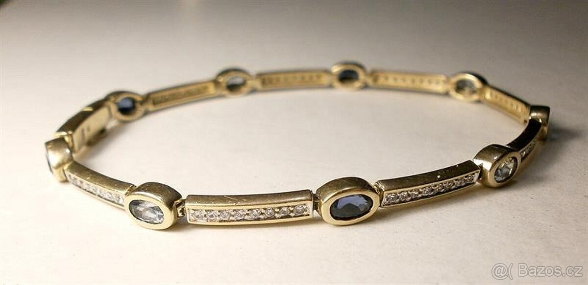 Zlatý náramek se spinely, akvamaríny a zirkony - 3