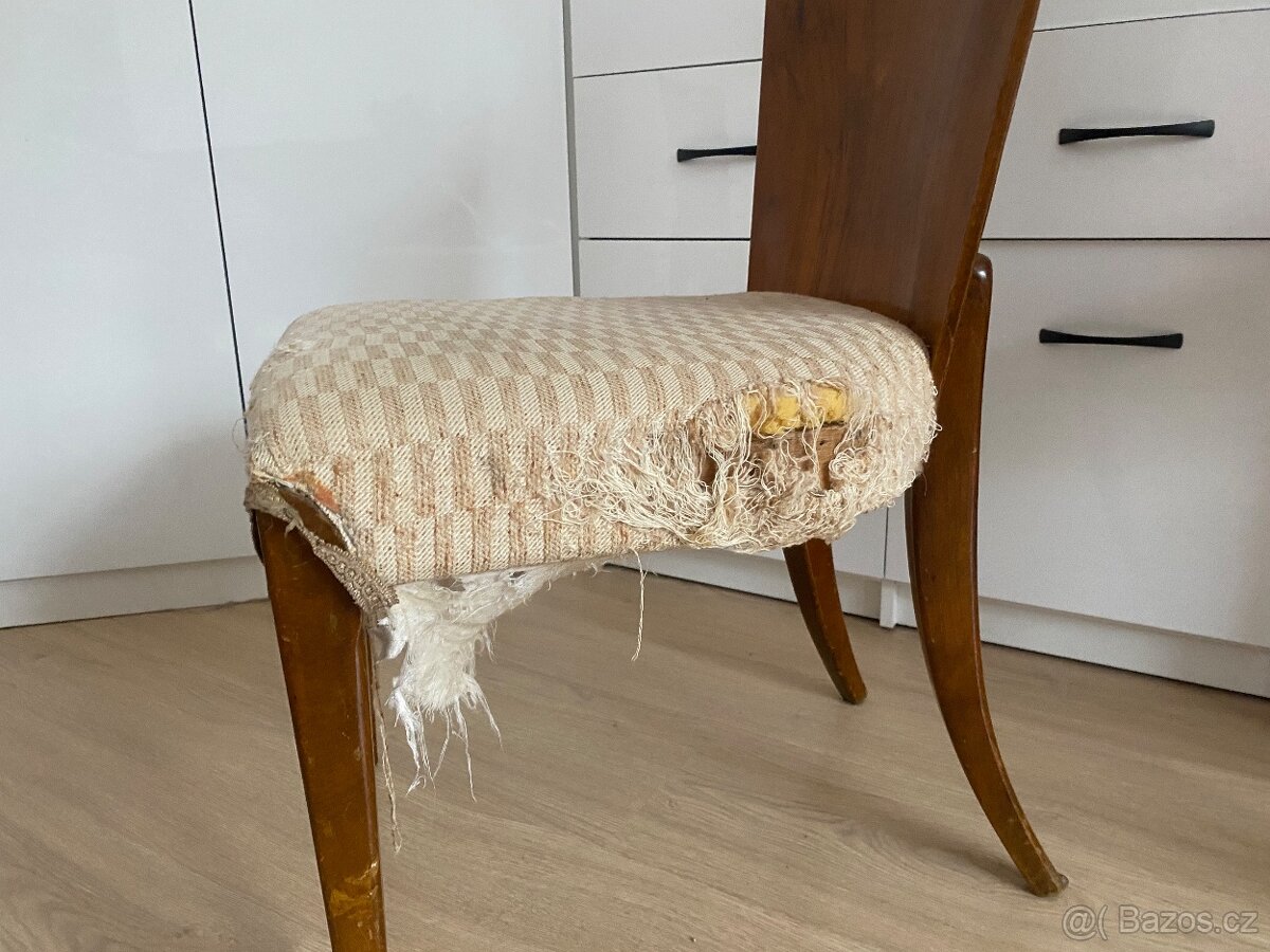 Dvě židle Halabala “lízátka” - K RENOVACI/PŘEČALOUNĚNÍ - 3