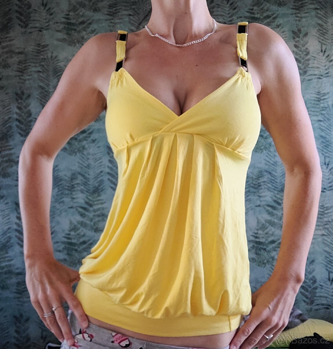 Nové dámské sexy žluté tílko na ramínka nátělník vel M - 3