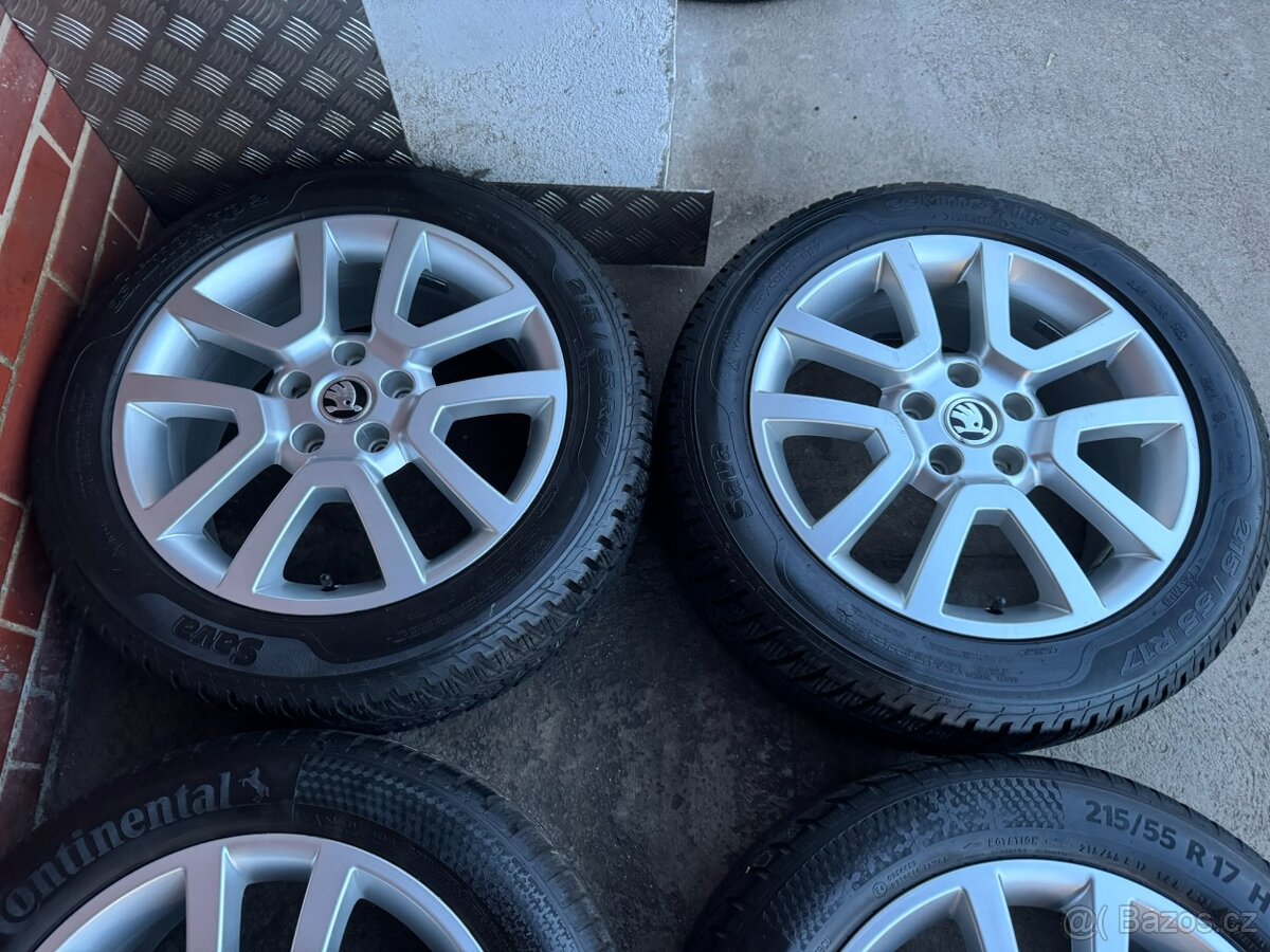Alu 17" 5x112, Orig. škoda Spitzberk , zimní 90% KaroQ TOP - 3