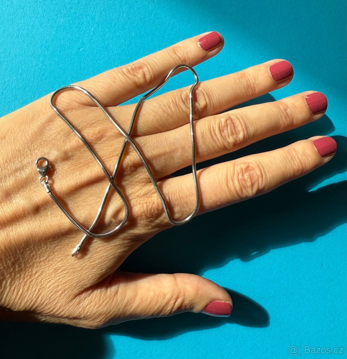 Stříbrný (Ag) rhodiovaný řetízek, 41 cm, sleva 600 Kč - 3