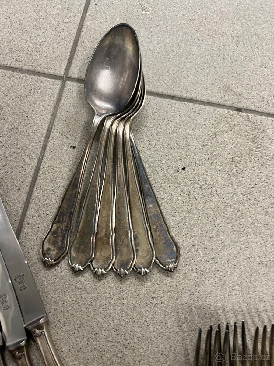Starožitné stříbrné příbory set pro 6 osob - 3