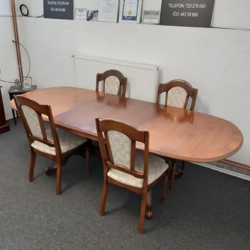 Jídelní oválný stůl, rozkládací a 4 židle - 3