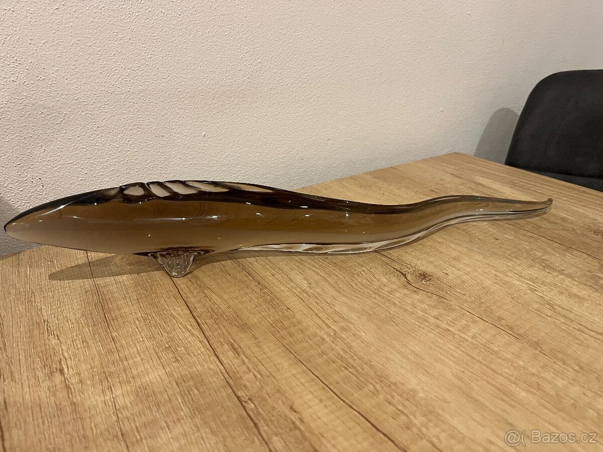 Skleněná ryba - úhoř, hutní sklo - 3