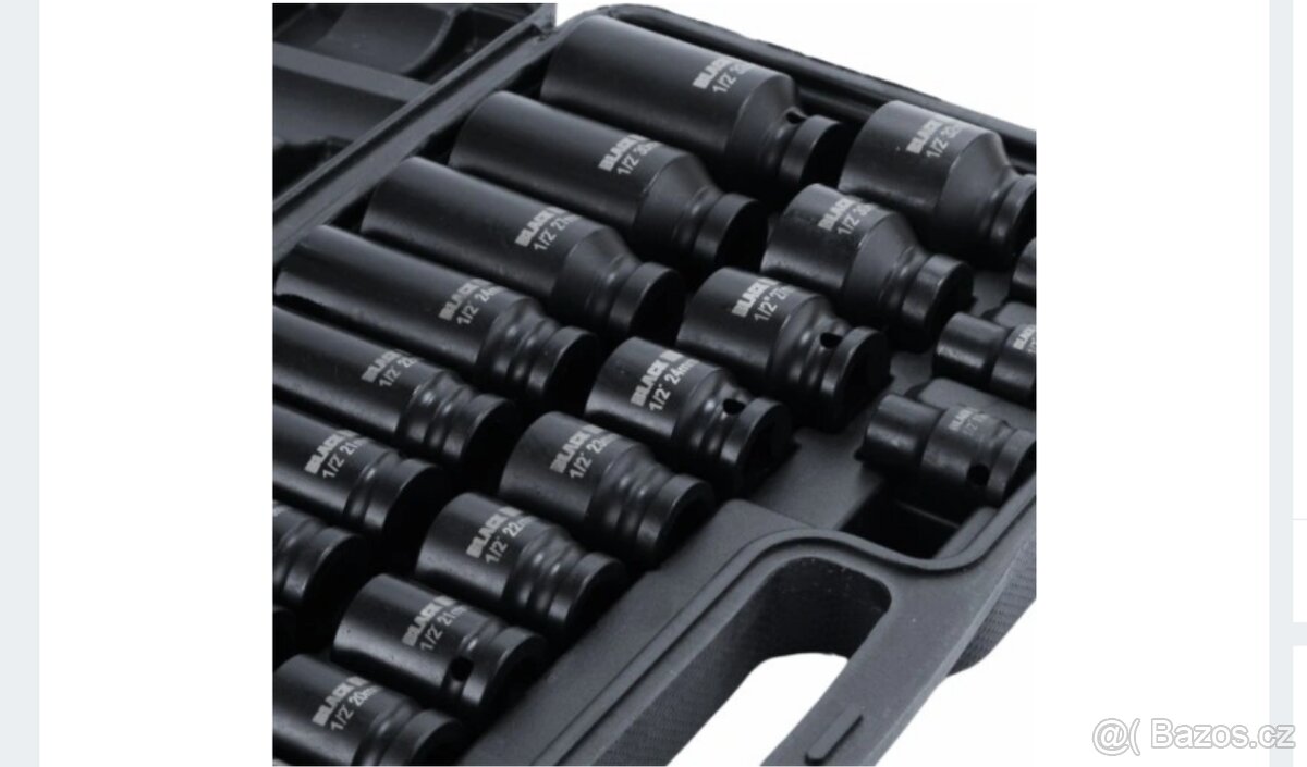 SADA NÁRAZOVÝCH NÁSTAVCŮ S HLUBOKÝMI NÁSTRČNÝMI KLÍČI 1/2" - 3