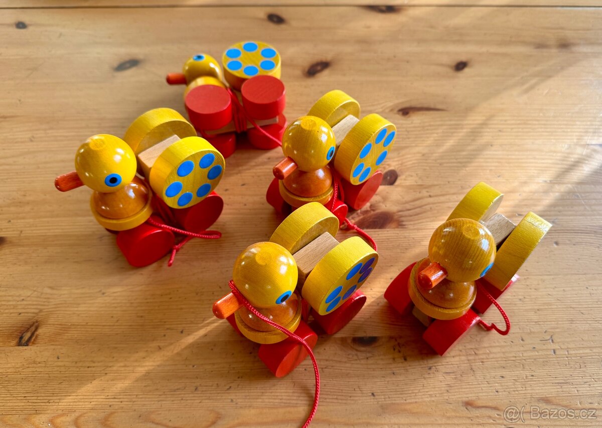 Tahací kachnička -dřevěná Detoa 70. Léta - 3