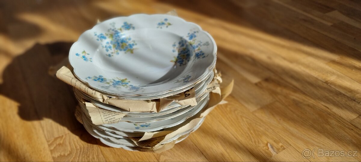 Porcelánová sada MZ Czechoslovakia (cca 1935) – modré květy - 3