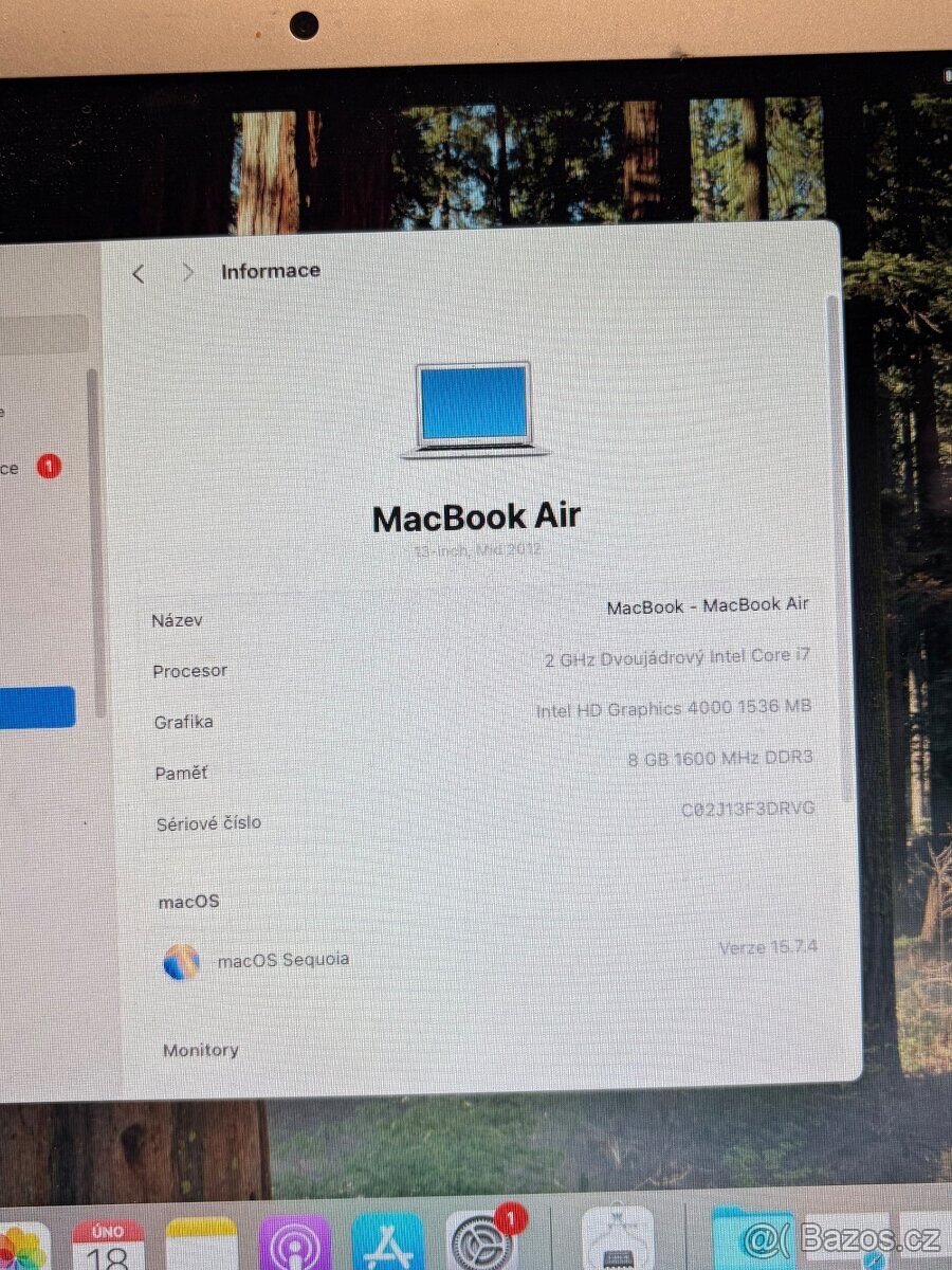 Macbook Air 13" Mid 2012 macOS Sequoia 15.7.4 Ram 8gb I - 3