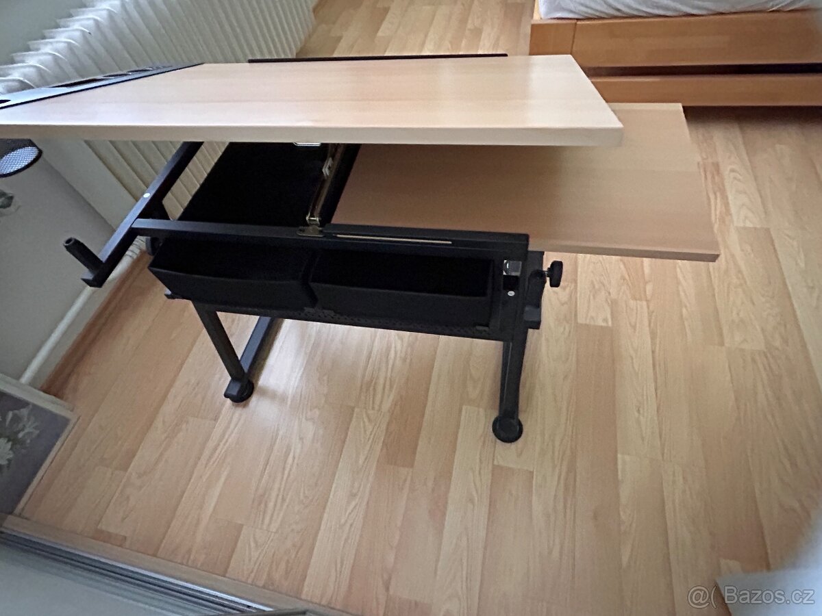 MIADOMODO PSACÍ STŮL S POLICEMI A TABURETEM, SV. DŘEVO/ČERNÁ - 3