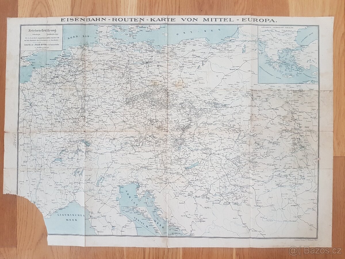 Starou železniční mapu Rakousko-Uherské monarchie, - 3