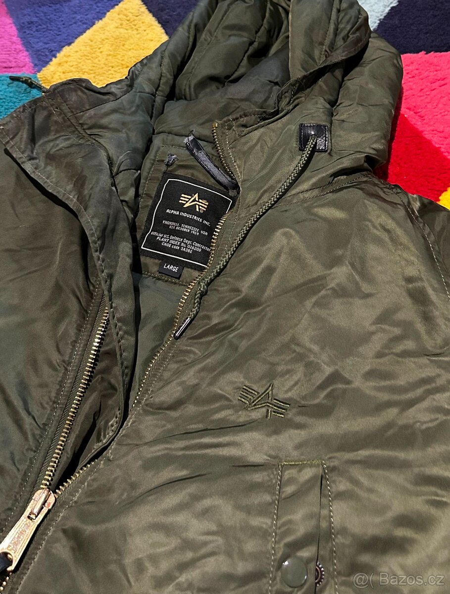 ALPHA-INDUSTRIES ZIMNÍ KHAKI PÁRKA -BUNDA LARGE(L-XL)–💪🏽 - 3