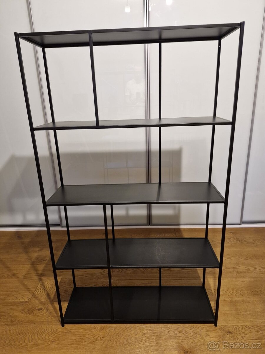 Černá kovová knihovna 152x90x30 cm - 3