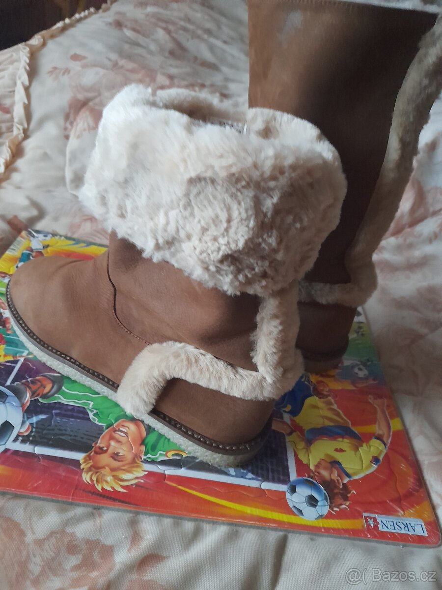 Kožené boty s beránkem č. 36 - 3