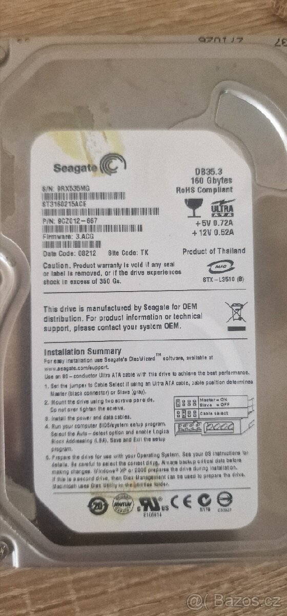 2xHDD 160 GB, Seagate a Western Digital - 3