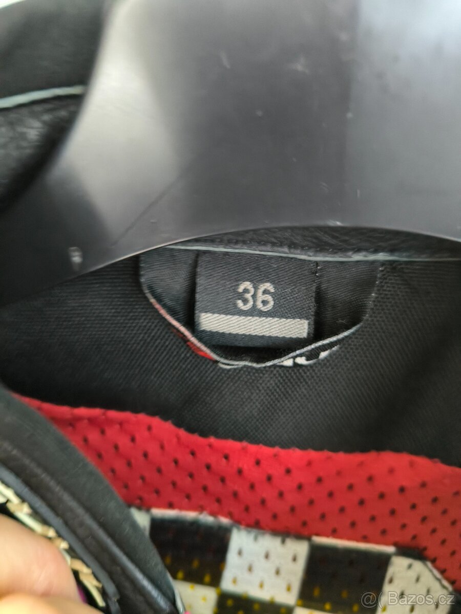 Dámská dvoudílná kožená kombinéza TSCHUL, černo-bílo-RŮŽOVÁ, - 3