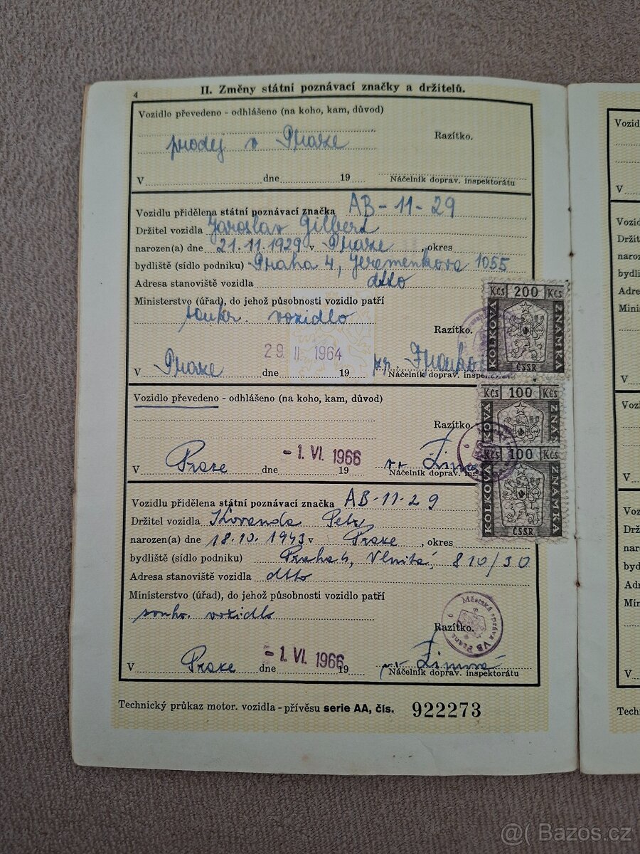 Technický průkaz skútr ČZ 175/502 - 3