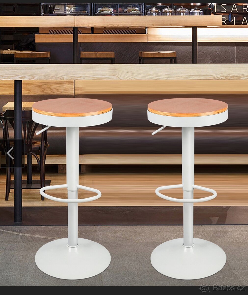 2x Barová židle otočná nastavitelná stolička dřevěná kuchyňs - 3