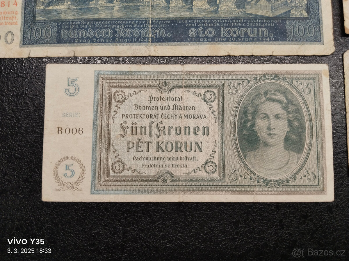 Bankovky Protektorát 1940 - 3