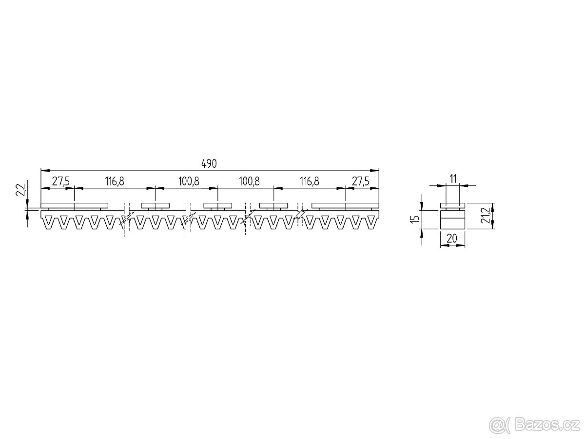 hřeben posuvné brány - 3