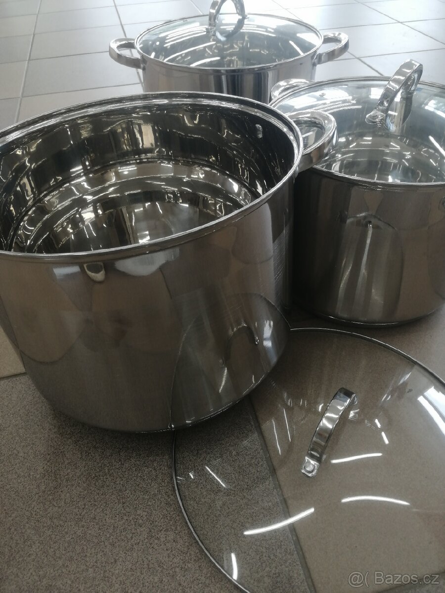 Nerez hrnce velký objem sada 6l,8l a 10l - 3