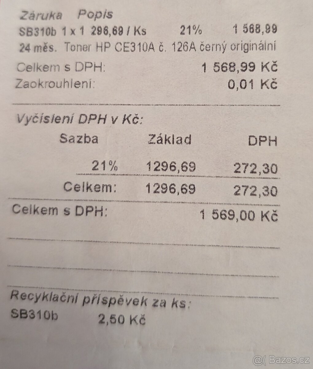 Toner HP CE310A 126A černý - 3