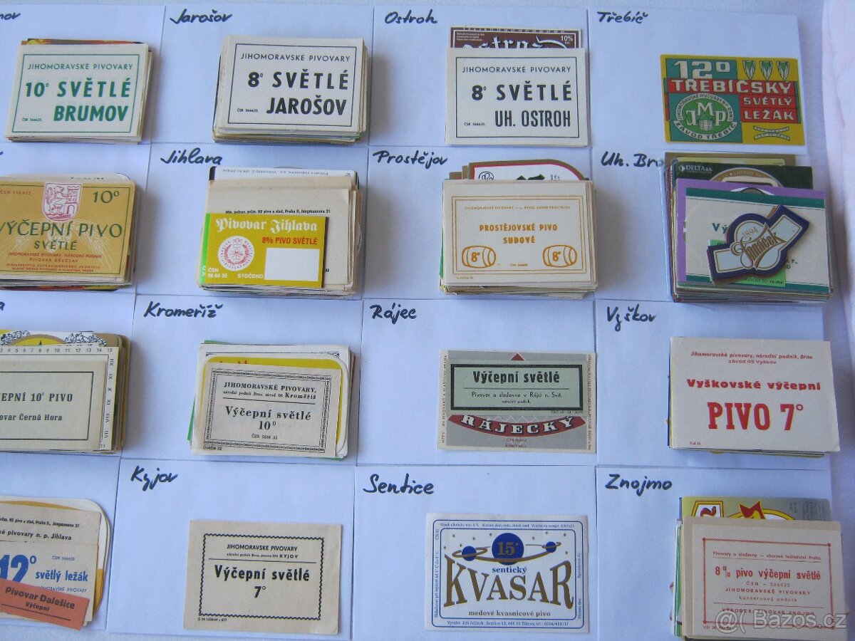 pivní etikety sbírka Jižní Morava 19 pivovarů 2500ks - 3