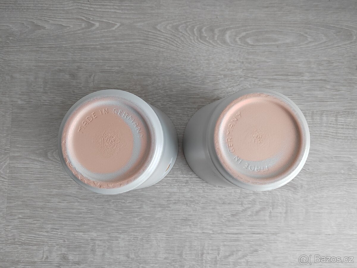 Keramicky obal / kvetinac sedy - 2ks - 3