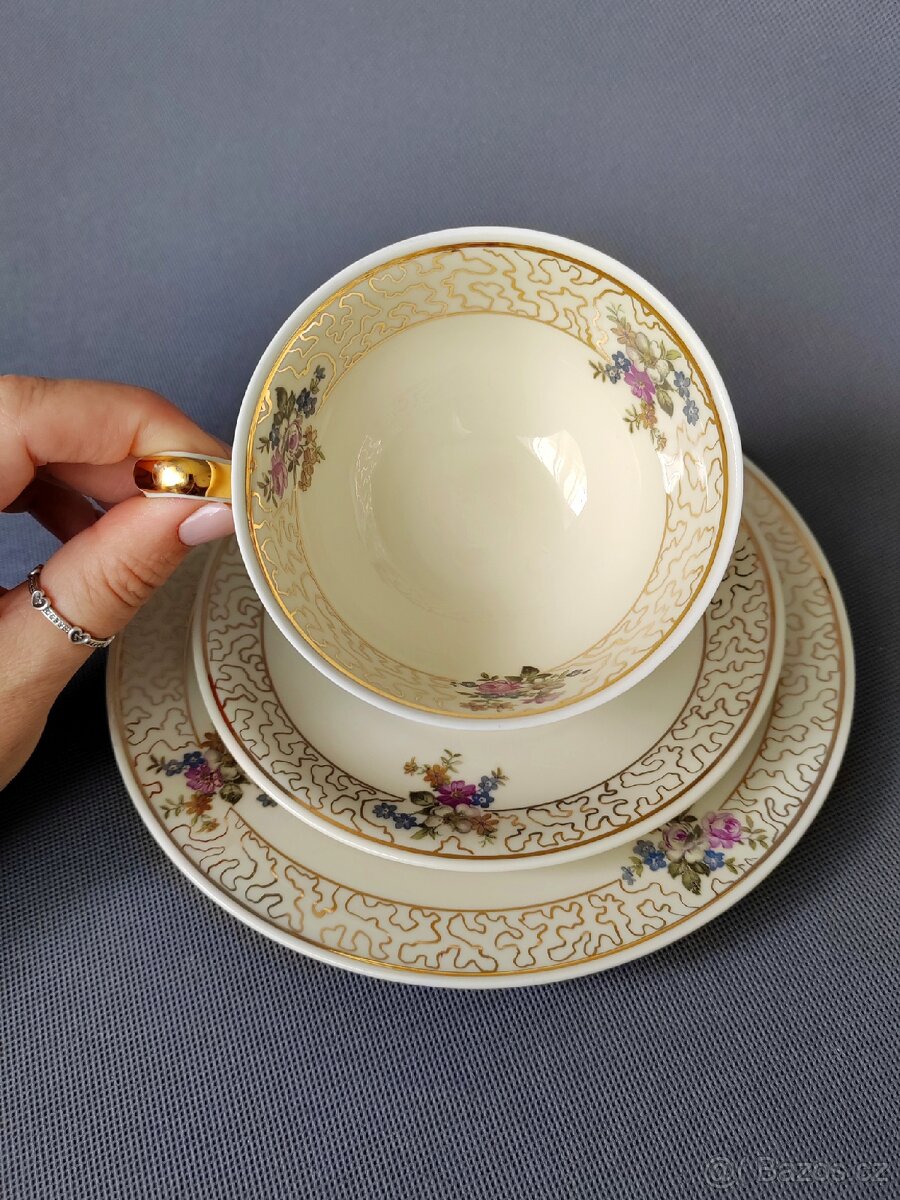 Krásná porcelánová čajová sada Weimar Porzellan (1948-1953) - 3