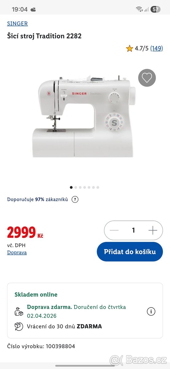 Singer Tradition 2282 šicí stroj - 3