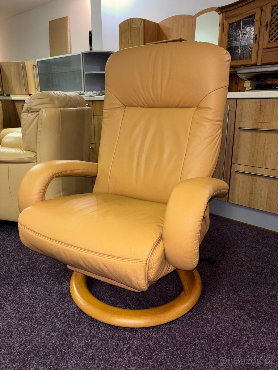 relaxační křeslo pravá kůže německé výroby - 3