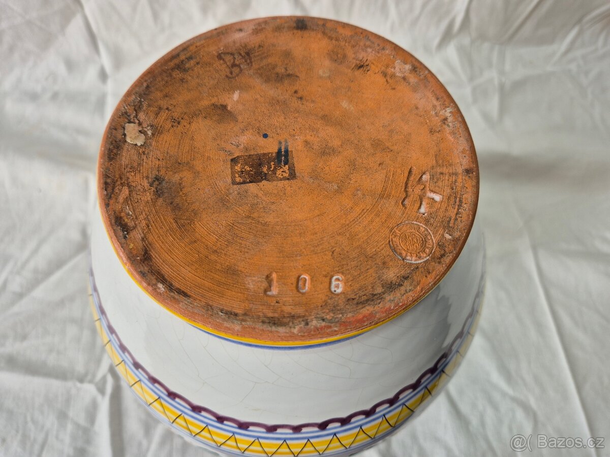 ručně malovaná glazovaná váza z pálené hlíny - 3