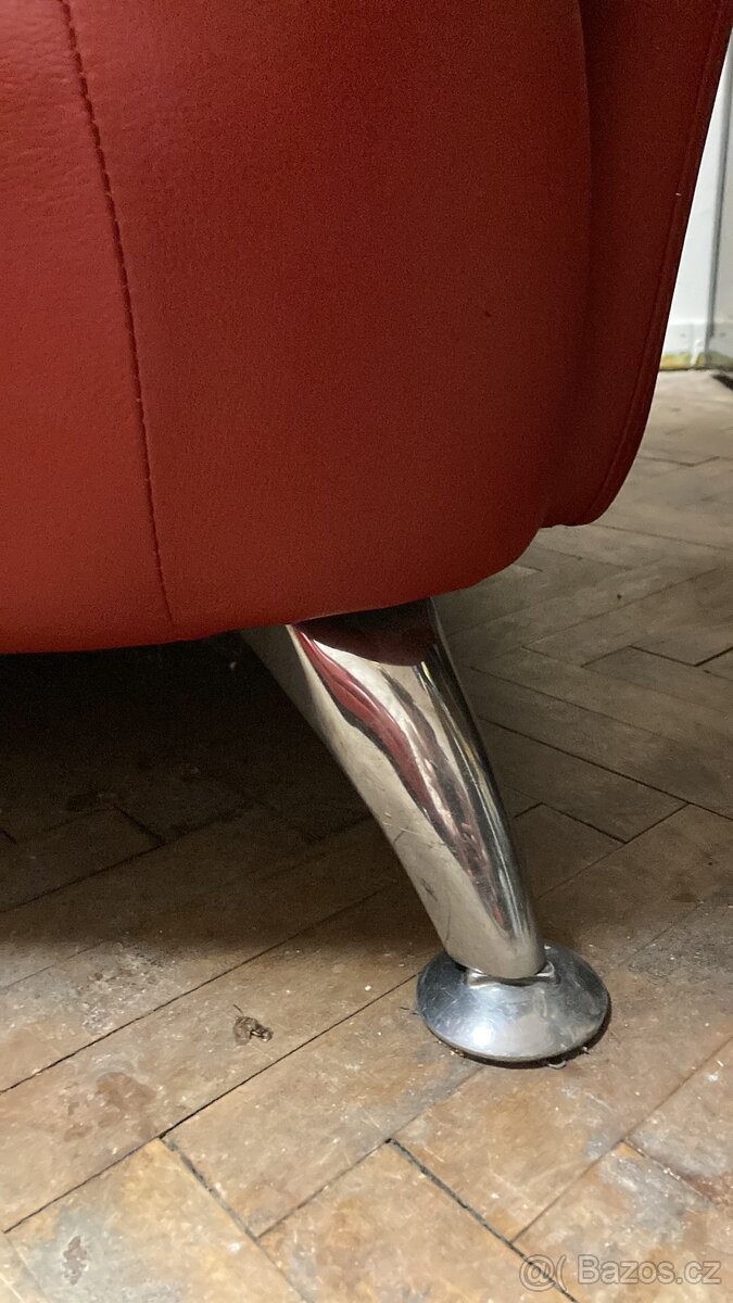 Kožený červený gauč/pohovka - 3