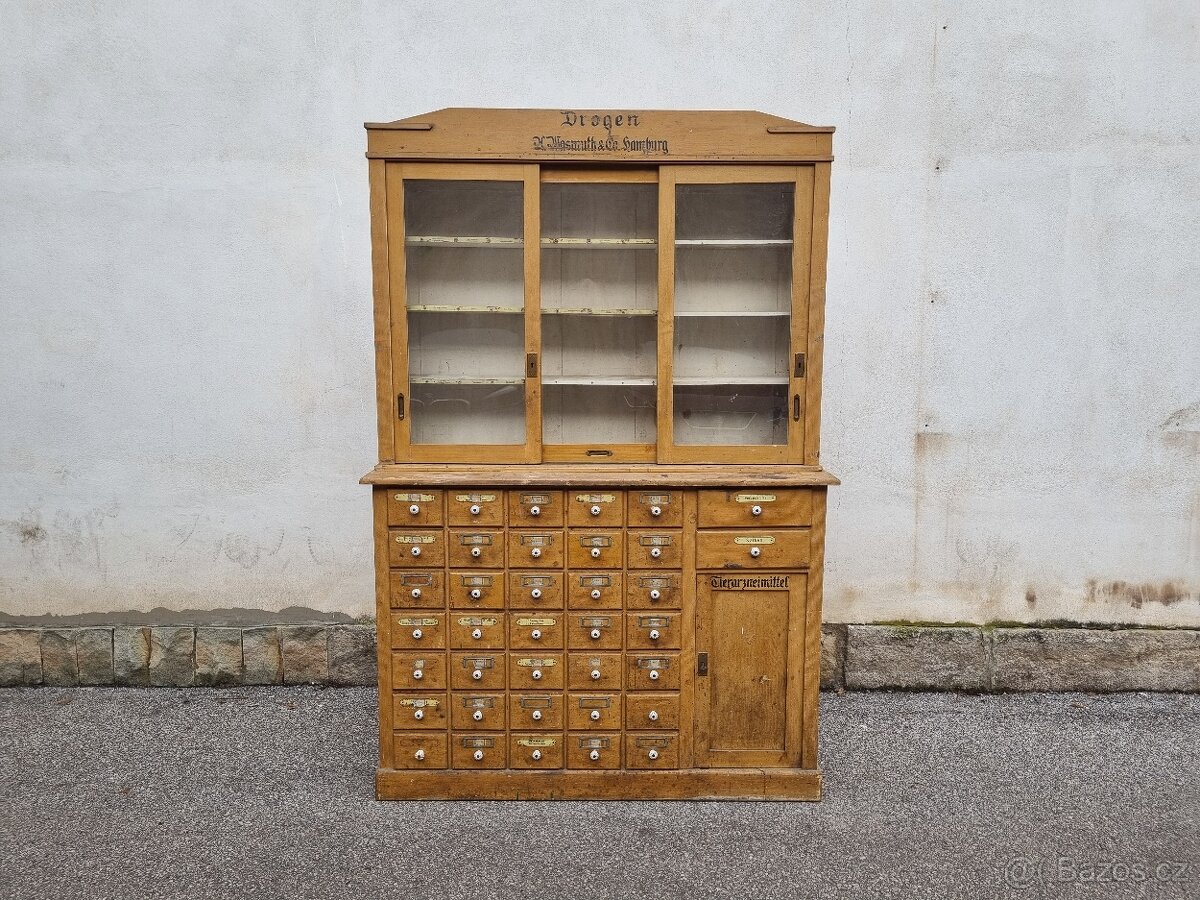 KRÁSNÝ STARÝ KUPECKÝ REGÁL V PŮVODNÍ PATINĚ-NĚMECKÝ REGÁL - 3