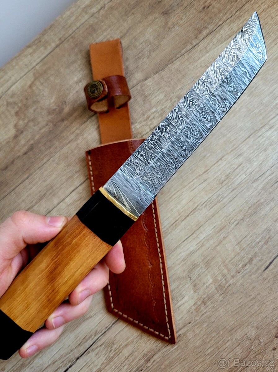 nový samurajský Damaškový nůž TANTO 27,5 cm + pouzdro - 3