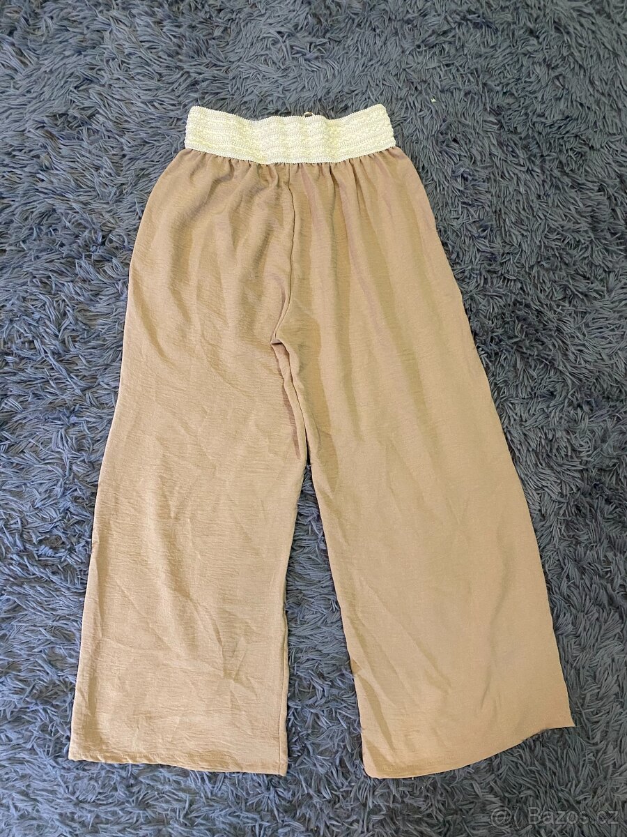 Dámské kalhoty béžové volné - 3