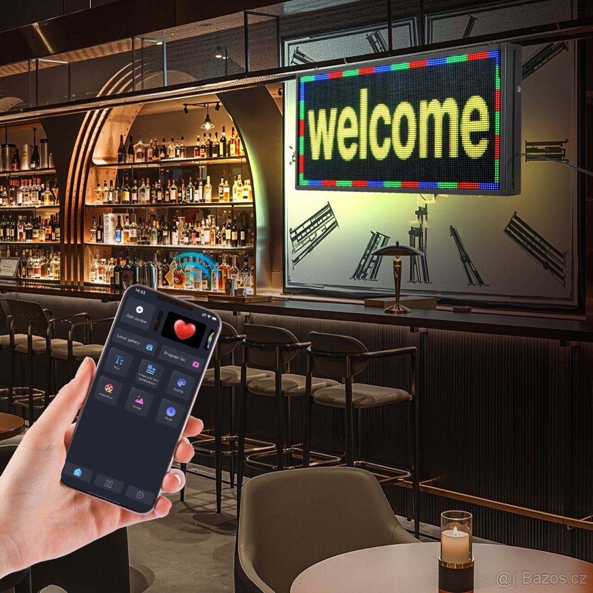 Programovatelná digitální plnobarevná LED tabule 67x35 cm - 3