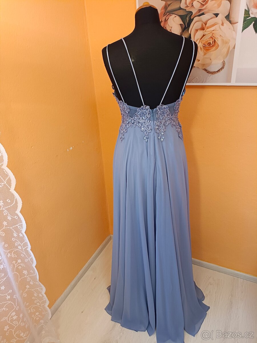 Modré společenské šaty vel.40 - 3