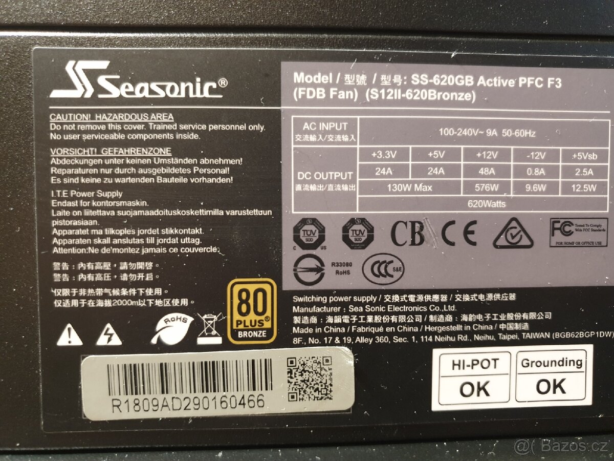 Zdroj Seasonic SS620GB (620w, 80 plus bronze) - 3