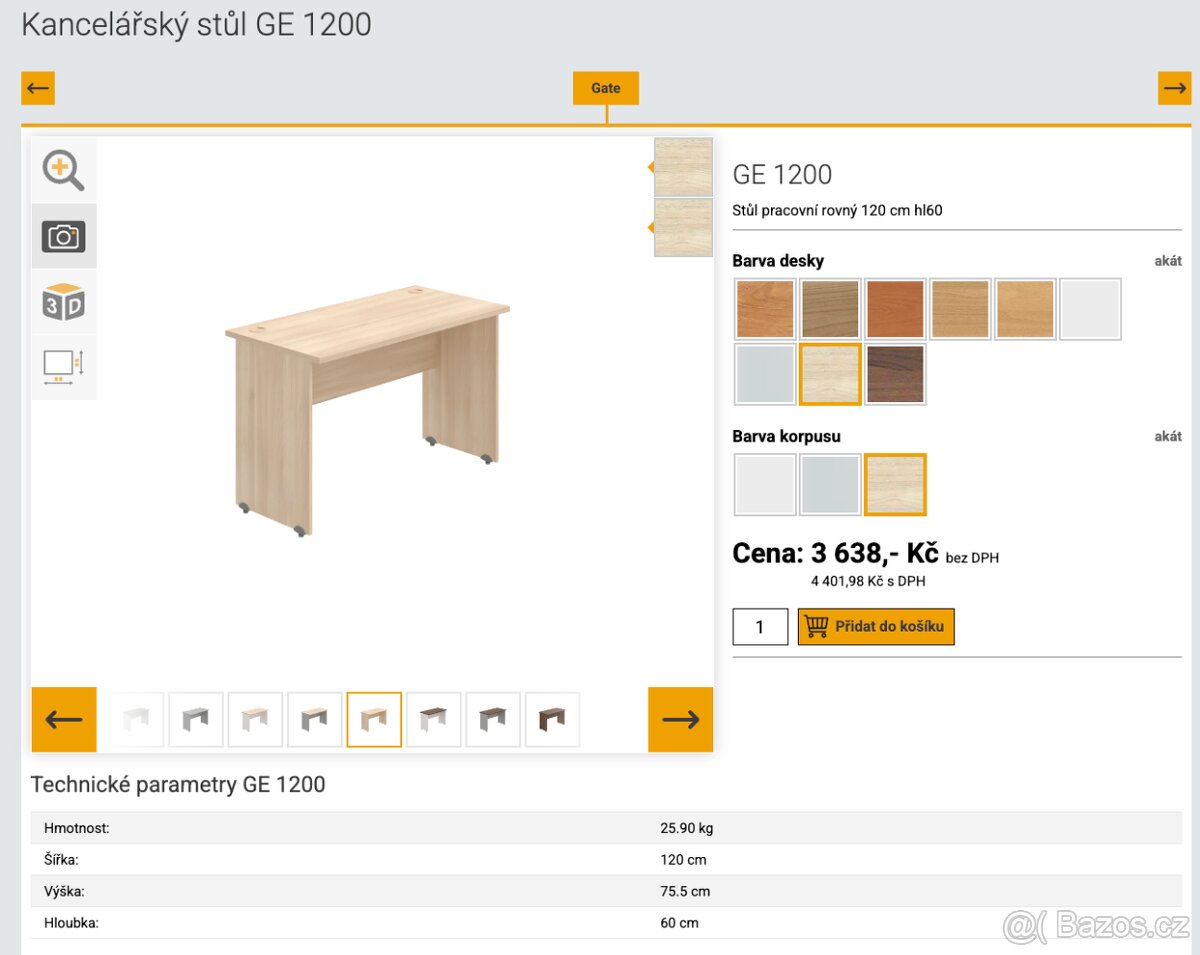 Pracovní stůl 120×60 (Office ProGateGE1200) 2 000 Kč za 3ks - 3