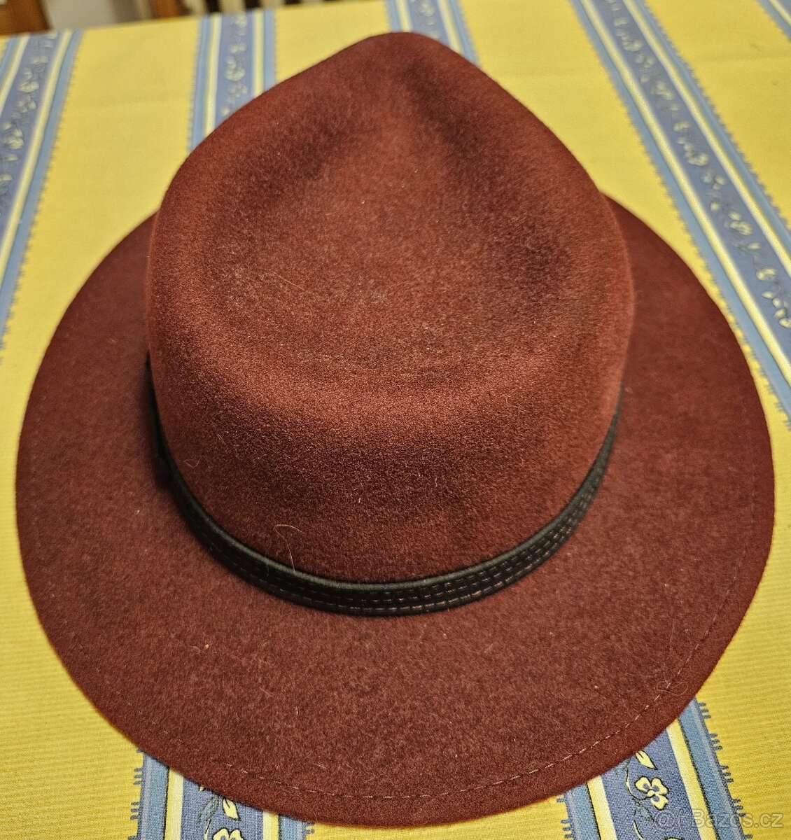 Pánský klobouk fedora Bugatti vel. 59 v barvě burgundy - 3
