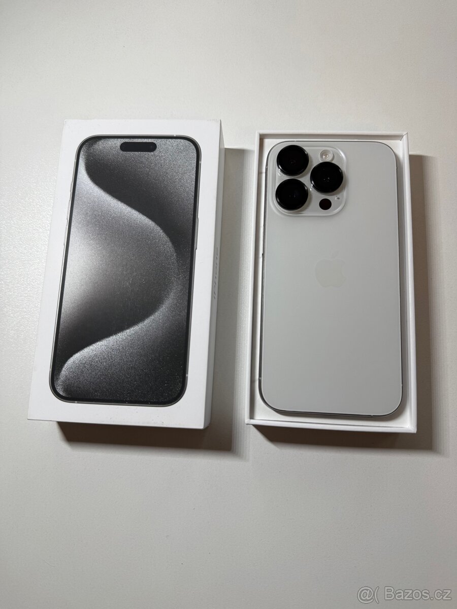 Apple iPhone 15 Pro 128GB Bílý titan TOP STAV - 3