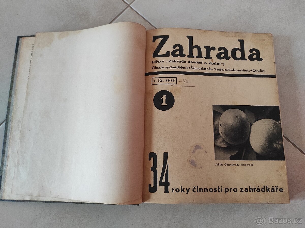 Časopis Zahrada - Josef Vaněk 1940 - 3