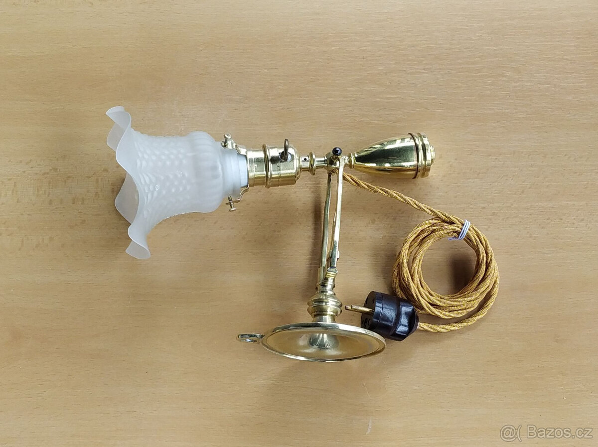 Starožitná mosazná lampička - secese - 3